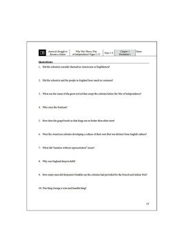 America's Struggle to Become a Nation -Teacher's Guide- Timeline of the Revolution